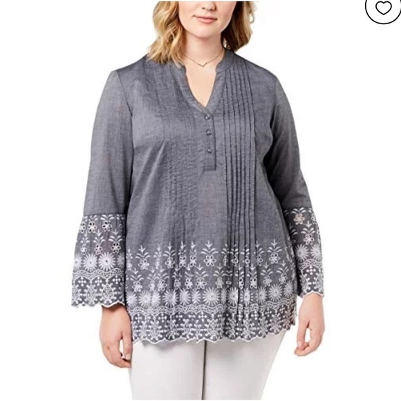 Style & Co Boho Eyelet Sleeve Top Size 3XL - Picture 1 of 8